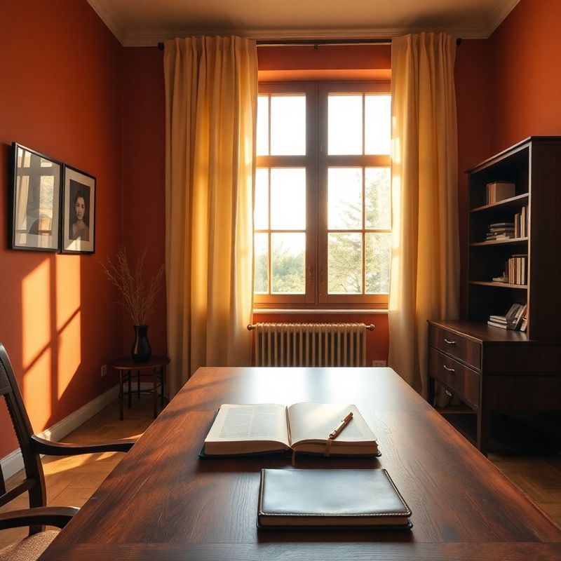 Birou Mare Atelier în Sibiu, atmosferă caldă cu tonuri de teracotă