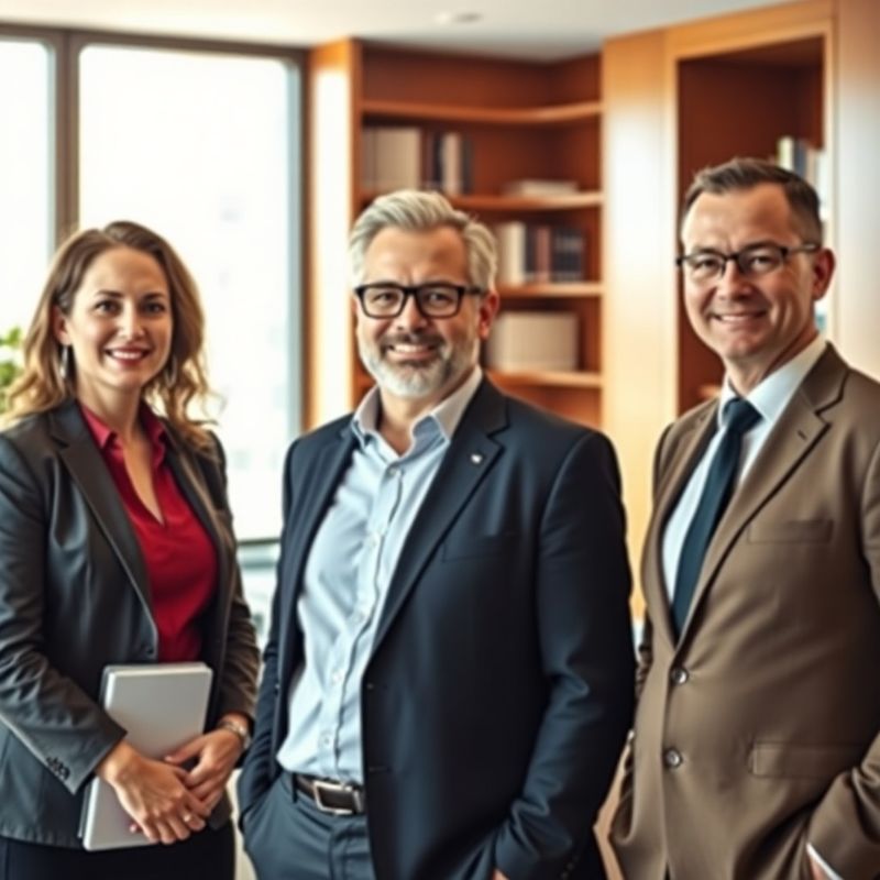 Portret de grup al echipei Mare Atelier într-un birou cu tonuri calde