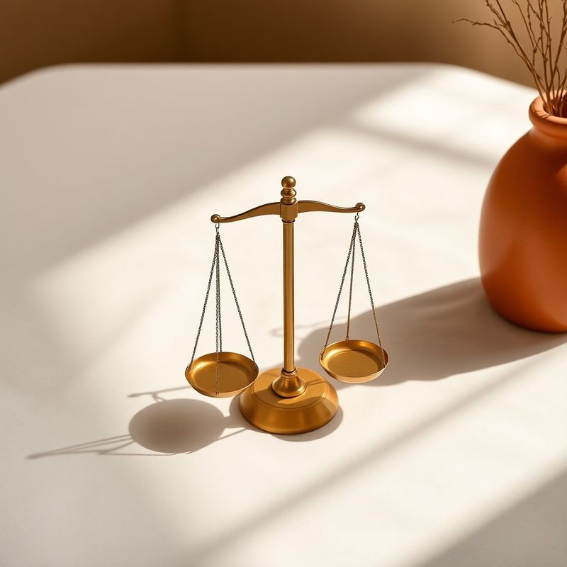 Balanță de alamă pe lenjerie cremă, simbol al încrederii fiduciare